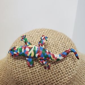 Plastic multi colored Rainbow Lizard Pin Brooch
